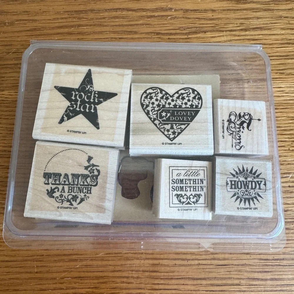 Stampin Up A Little Somethin Rubber Stamp Set of 6 Rockstar Howdy Lovey